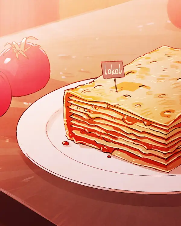 Leckere Lasagne, die einem Buch nicht un&auml;hnlich sieht