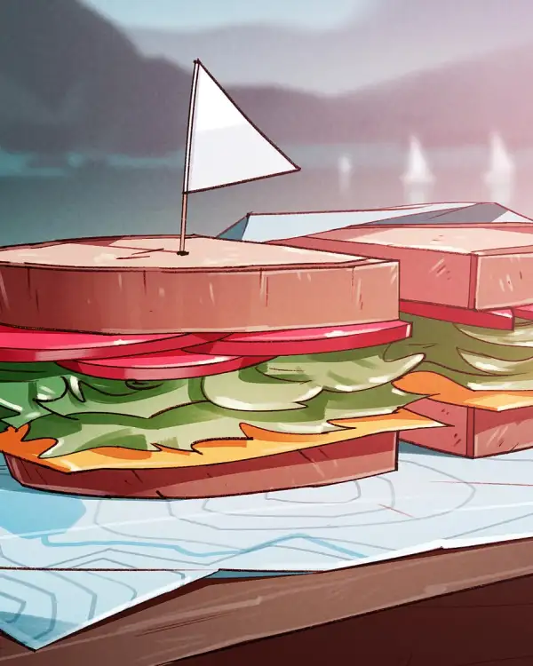 Leckeres Sandwich in Boot-Optik